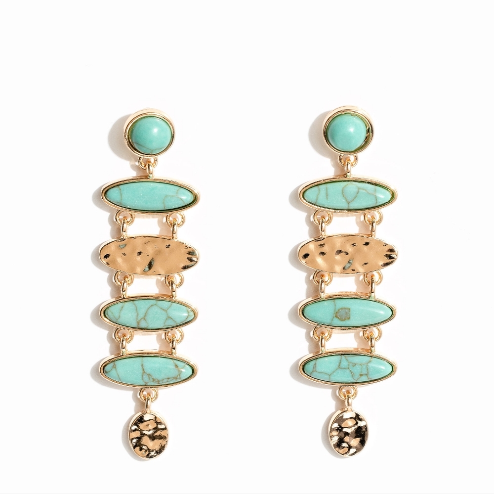 Rustic Reverie Blue Post Earrings Gold